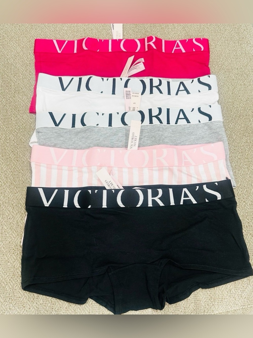 Victoria's Secret Light Pink & White Striped Boyshort Panty